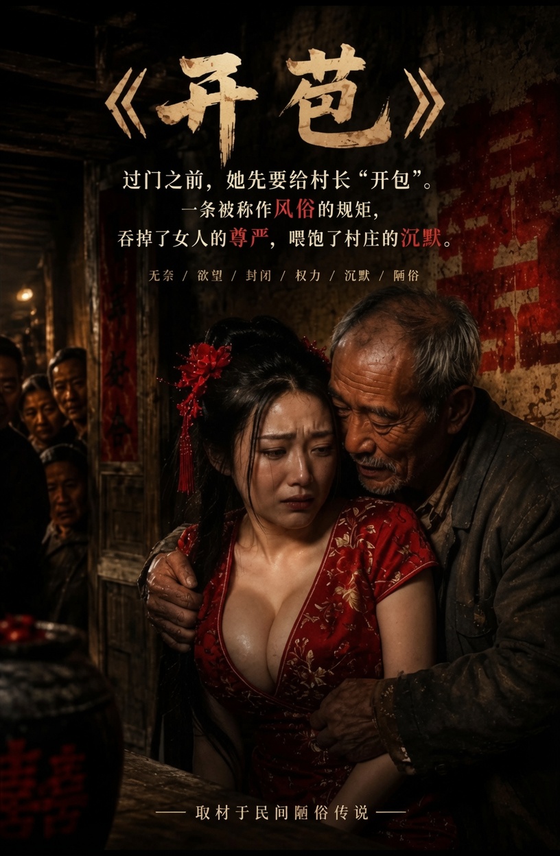 一场喜气洋洋的乡村婚礼，竟演变成满足阴暗欲望的猎场。打着“闹洞房”与旧时代风俗的幌子，失控的村民一步步踏过道德底线，将手伸向了无辜的新娘。夜幕降临，当传统沦为放纵的借口，这场压抑已久的欲望狂欢彻底失控。